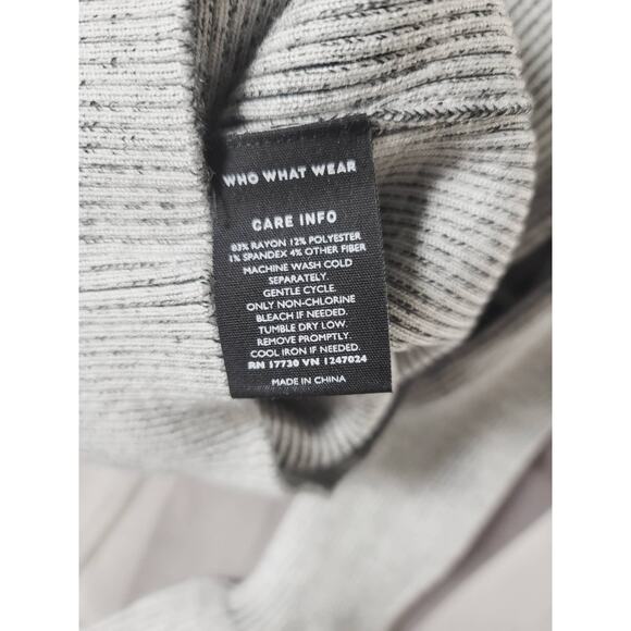 WHO WHAT WEAR GRAY BLACK RIBBED BELL SLEEVE FITTED TOP - SIZE XS - Picture 4 of 6